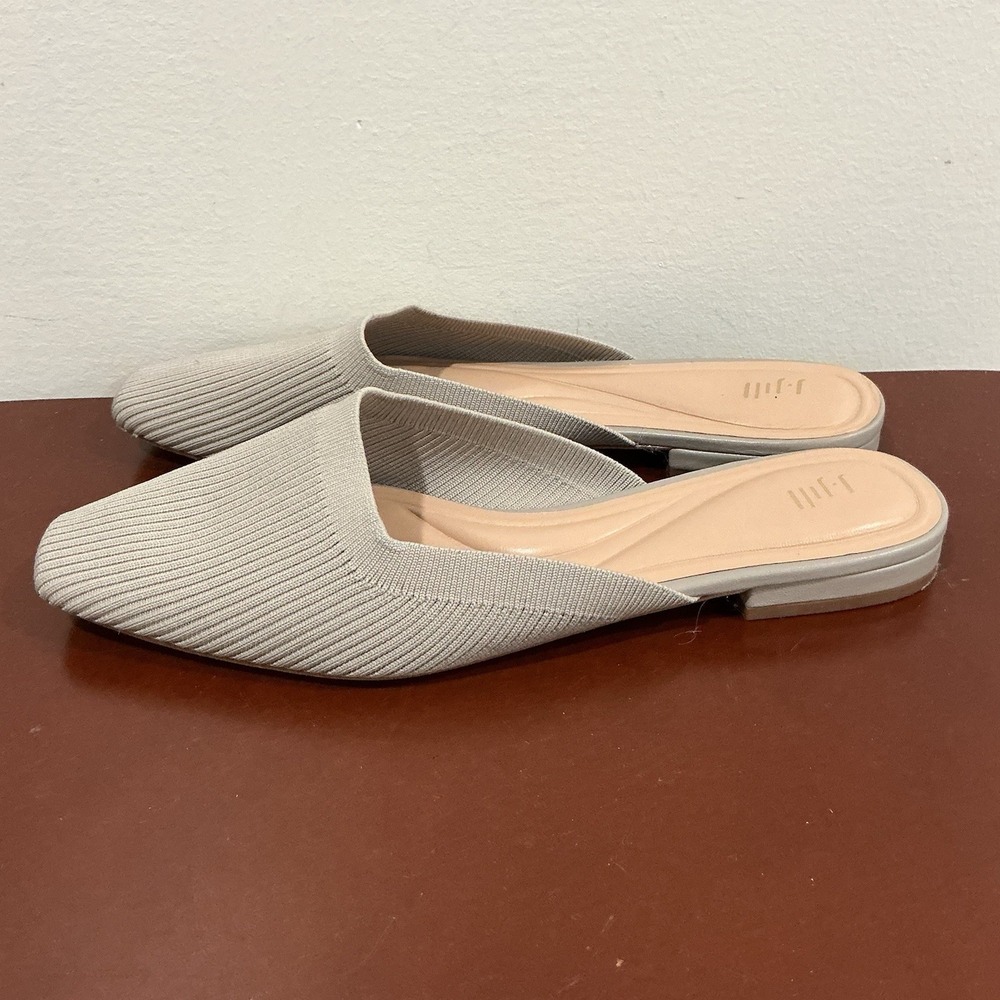 J.Jill Millie Ribbed Gray Comfort Mules Size 10 Casual Quiet Luxury Preppy
